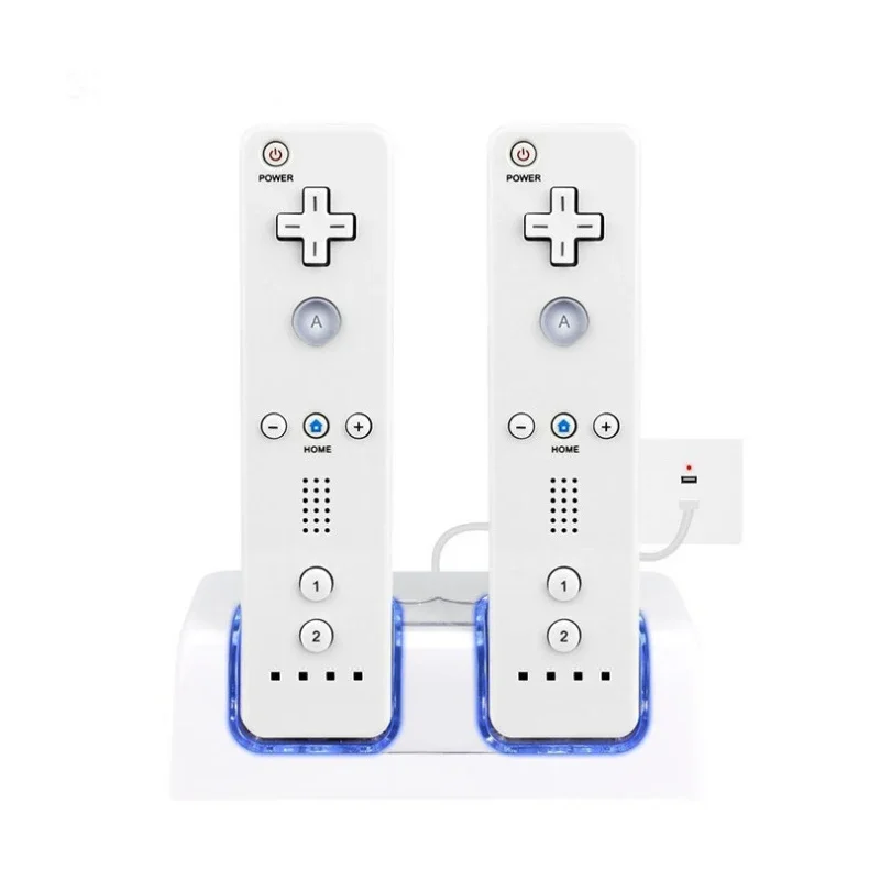 2800mAh Rechargeable Battery for Wii Gamepad 2 Ports Dual Remote Charger Dock for Wii Charging Battery Station