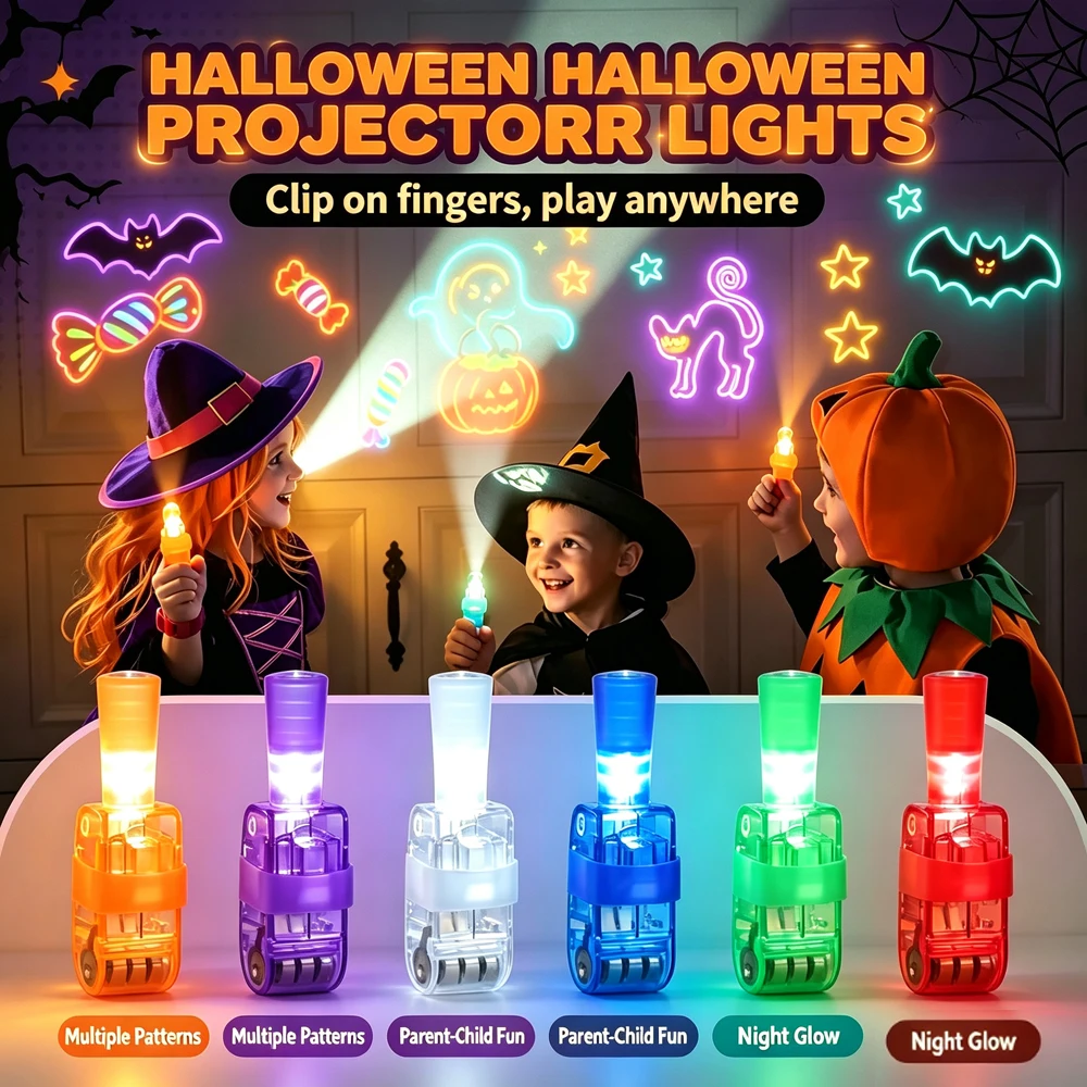 LED Halloween Finger Projector Flashlight Halloween Patterns Party Toy Halloween Treats Bag Stuffers Birthday Party Favors