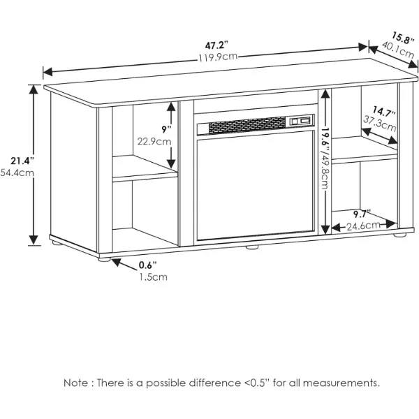 Furinno Jenser-Lareira Entertainment Center TV Stand, armazenamento aberto para TV, carvalho francês Grey, 55"