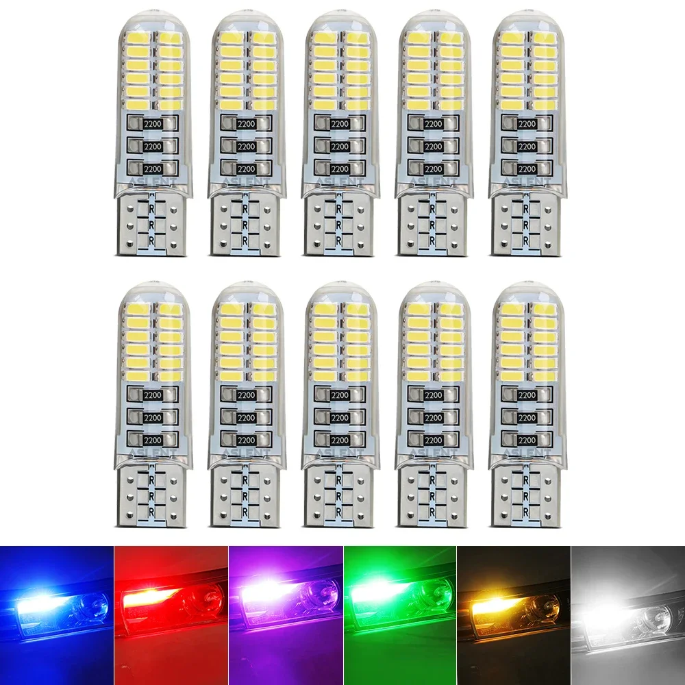 10pcs Car T10 Led W5W 194 Led T10 Silicone Light 24led 3014 Canbus Clearance Reading License Plate Lamp Door Dome Light 168 2825