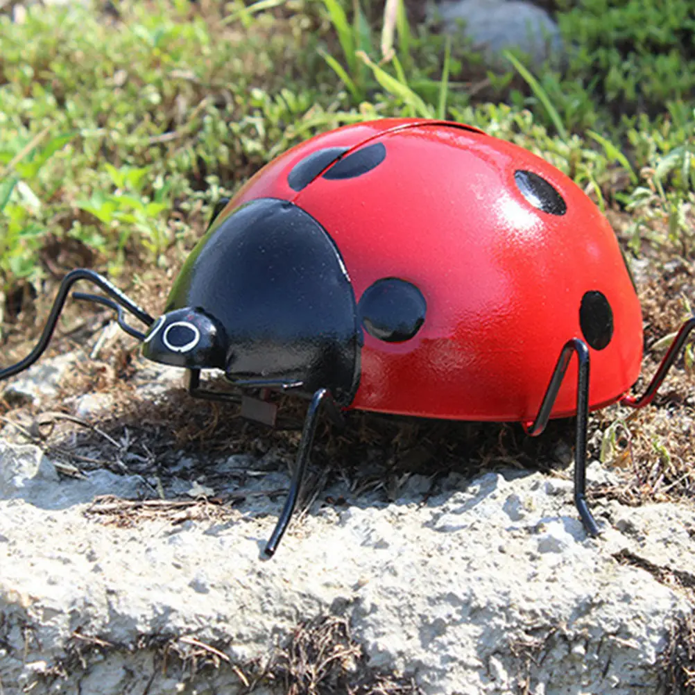 1Pcs Large Simulated Ladybug Garden Ornament Iron Lawn Decor Backyard Pond Pool Decoration Holiday Gift Home Outdoor Decor