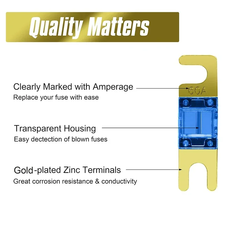100PCS Stereo Audio AFS Fuse 20A 30A 40A 50A 60A 70A 80A 100A 125A 150A 175A 200A Mini Gold Plated Stud Fuses