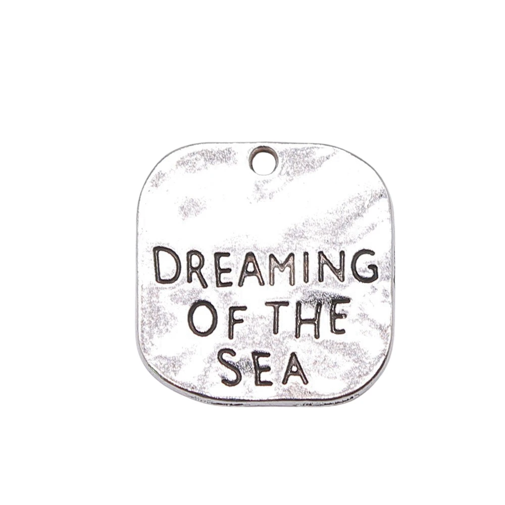 10pcs/lot 19x19mm Dreaming Of The Sea Charms For Jewelry Making Antique Silver Color 0.75x0.75inch