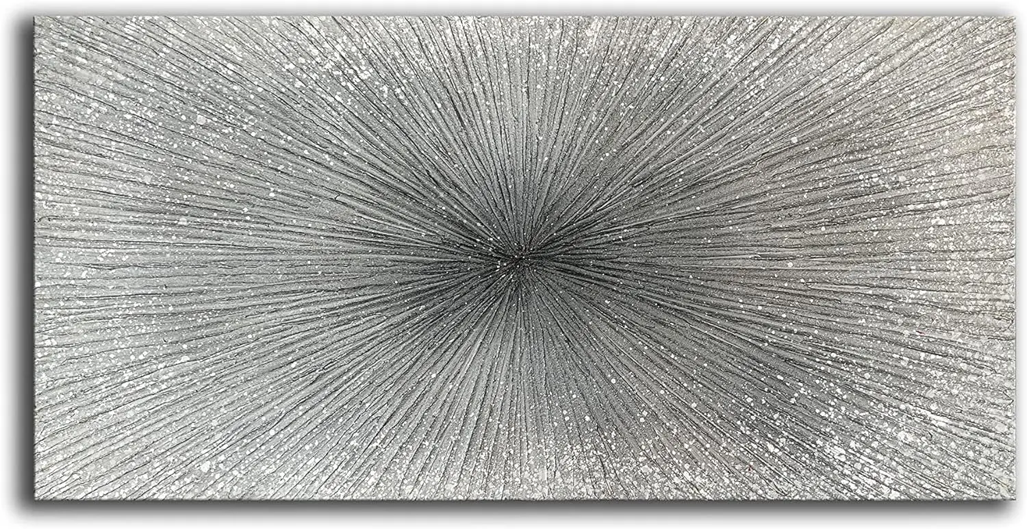 

Abstract Art Oil Paintings on Canvas Thick silver Abstract Artwork Modern Home Decor Canvas Wall Art 24x48inch