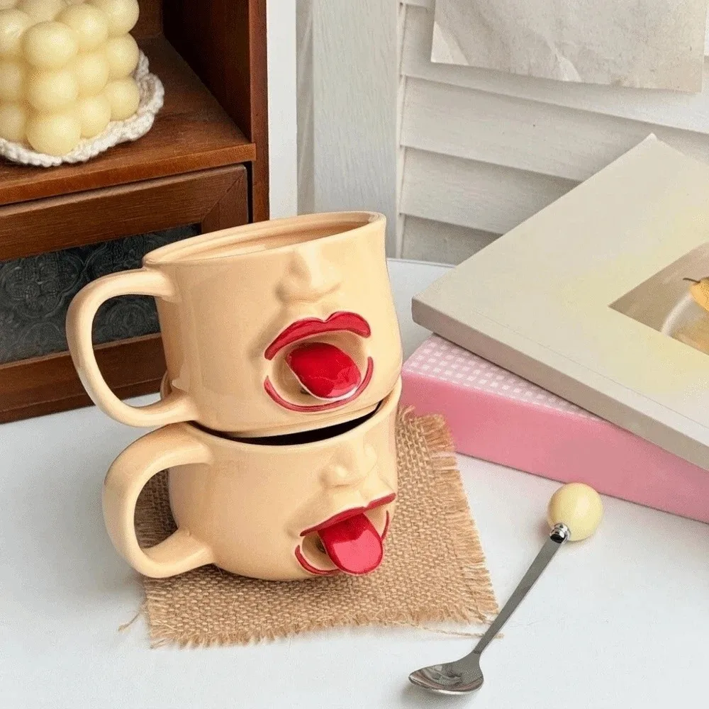 Drinkware 300ml Movable Tongue Cup Funny Playful Restless Tongue Cup Daily Drinking Creative Ceramic Mug Gift