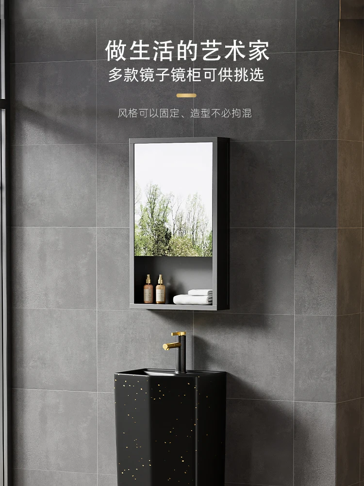 Black Gold Dot Ceramic Pillar Basin Integrated Floor-to-ceiling Hand Wash Pillar Face Wash Outdoor Garden Wash Sink