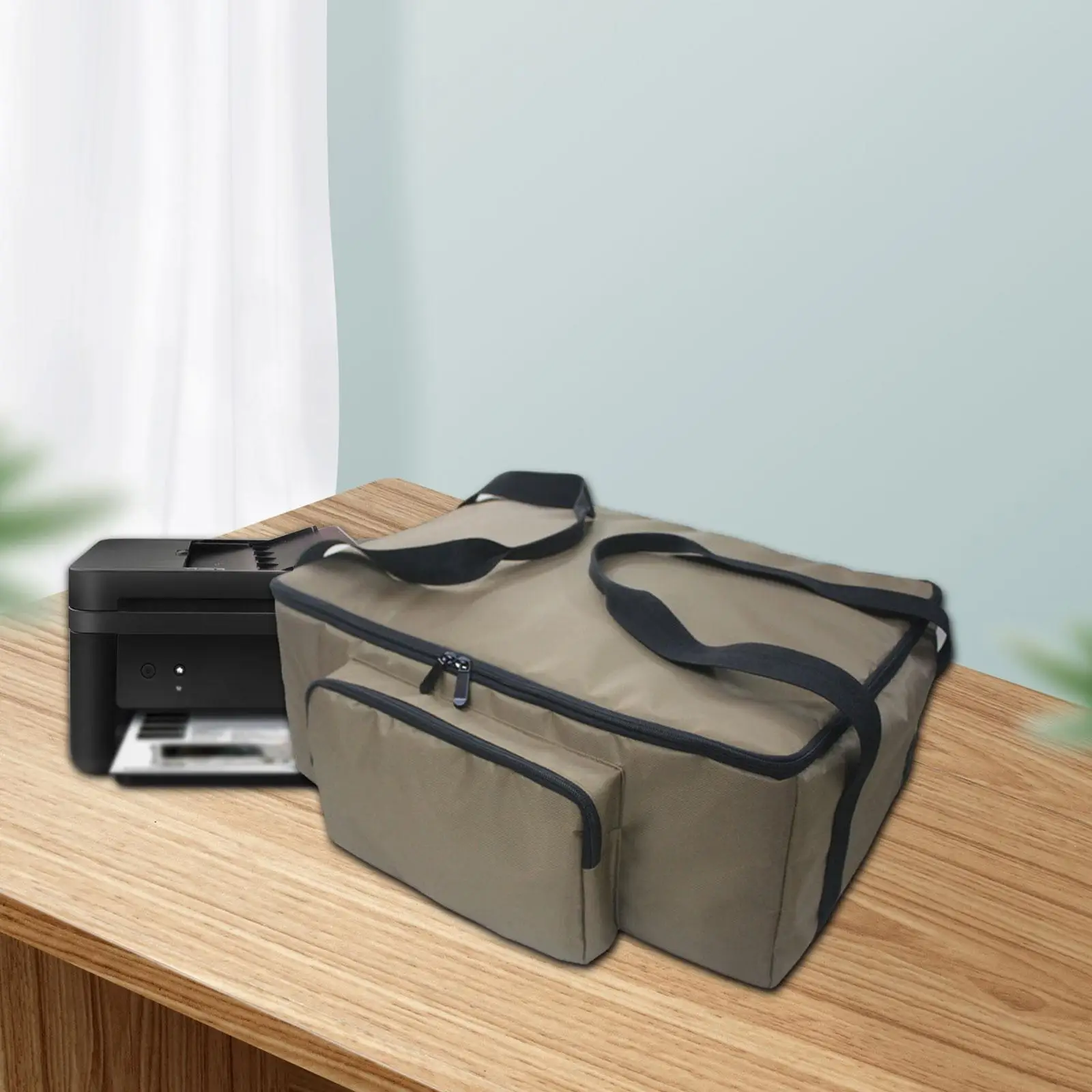 

Printer Carrying Case for Travel with Storage Pocket for Women with Handle Khaki