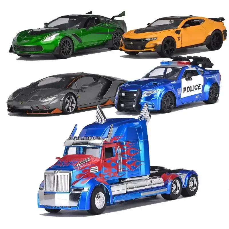 1:24 Transformers Optimus barriade crossshairs Hot Rod simulazione Diecast Metal Alloy Model Car Toys for kids Gift Collection