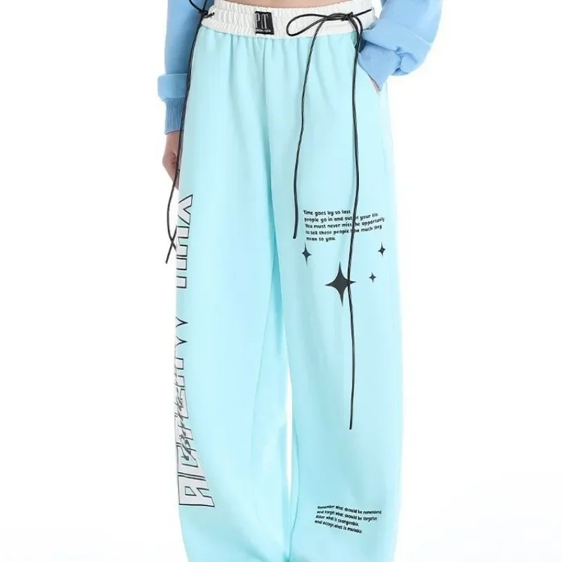 

Korean Women's Print Sweatpants Retro High Waist Baggy Jogger Trousers Harajuku Streetwear Wide Hip Hop Pants Y2k Clothes Kpop