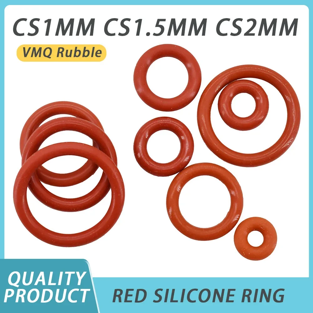 CS1mm CS1.5mm CS2mm Red Silicone Ring Sealing Gasket VMQ Rubble O Ring Washer Waterproof High Temperature Resistance Seal O-ring