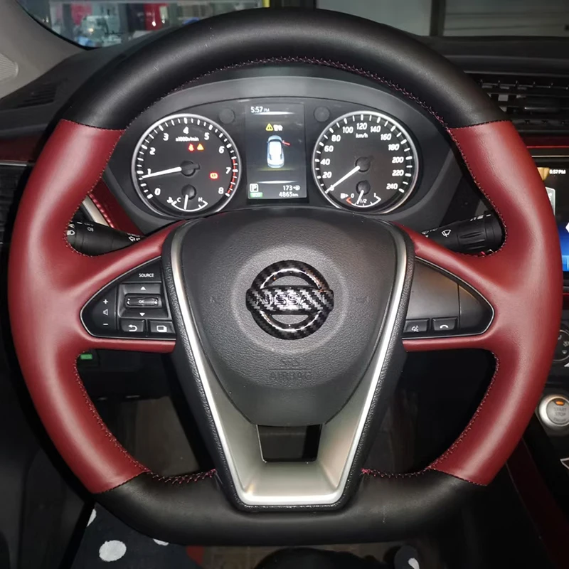 For Nissan MAXIMA Bluebird 2016- 2021 DIY customized leather hand sewn steering wheel cover car interior accessories