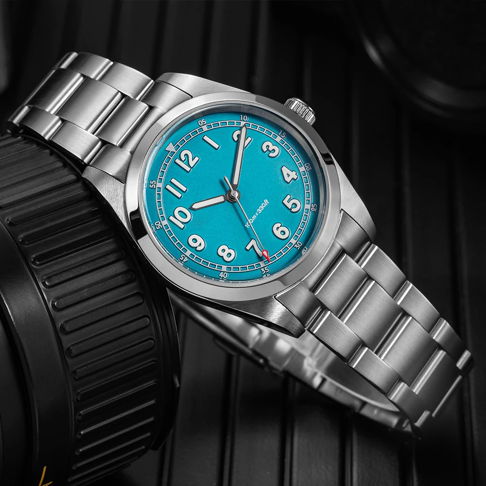 ADDIESDIVE Custom Watch Luxus-Saphir-Herren-Quarz-Armbanduhr DIY Steriles Zifferblatt Super 2035 Uhrwerk BGW9 Leuchtend 100 m wasserdicht