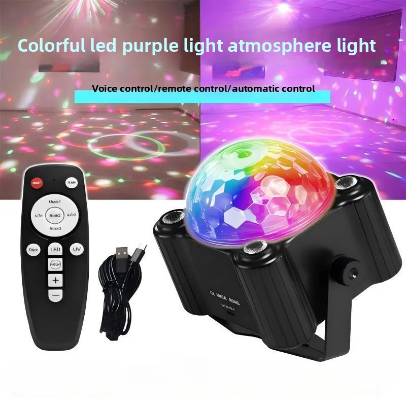 New Colorful LED Stage Light KTV Family Atmosphere Strobe Voice-activated Magic Ball Flash