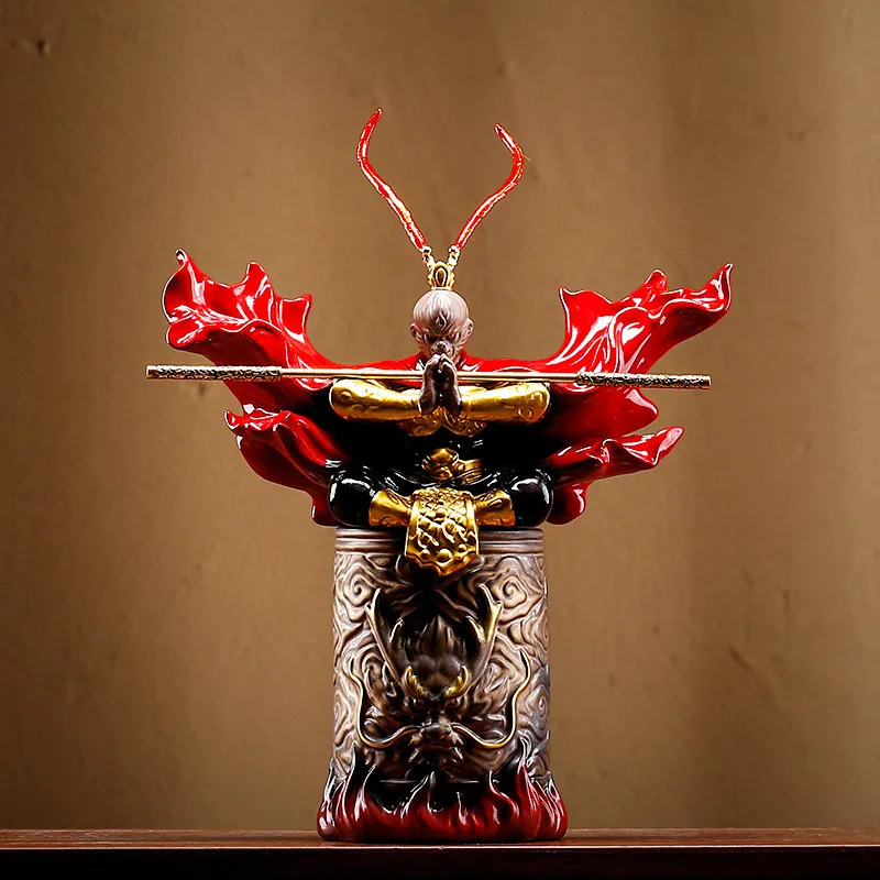 Ornamento artigianale Qitian Dasheng, decorazione desktop in ceramica per ufficio domestico