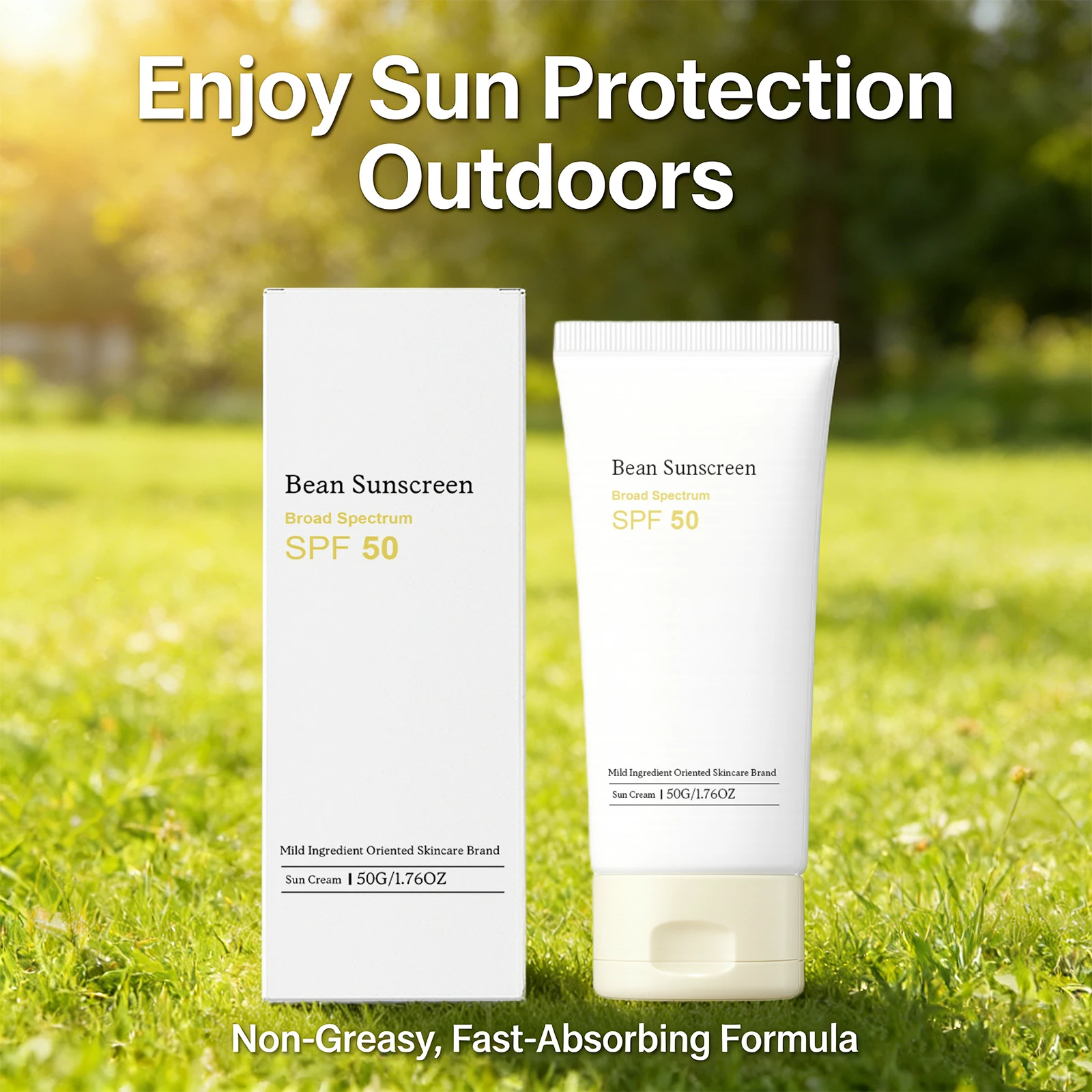 

Bean Face Cream Spf50+ Moisturizing Sunscreen for Daily Use, Protective Anti-Aging Cream, Anti UV Non-oily Hydrating Lotion