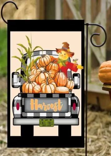 Harvest Pumpkin Pick Up Truck  Garden Flag ~Double Sided  * Top Quality