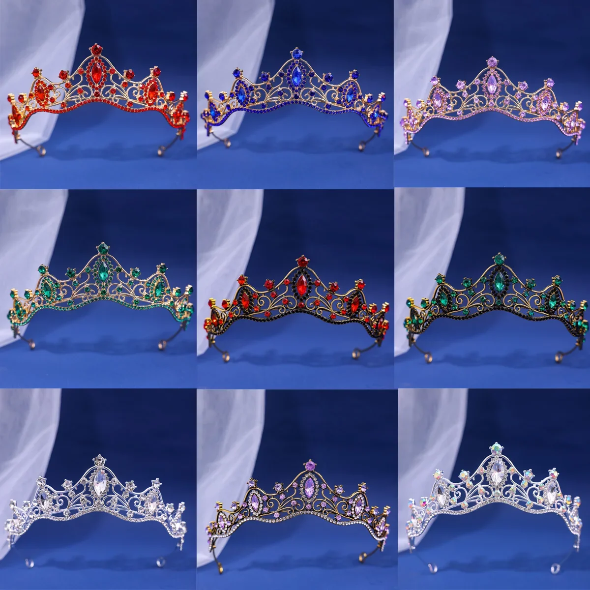 Bridal Headwear Green-Colour Ladies Exquisite Dazzling Party Crown Luxurious Birthday Tiaras