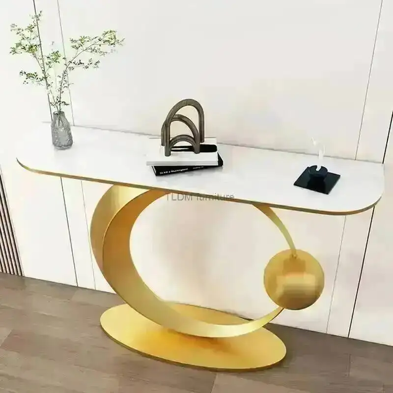 Итальянский консольный столик Slate Light Luxury для гостиной, прихожей, современный полукруглый консольный столик-тумба для входной зоны