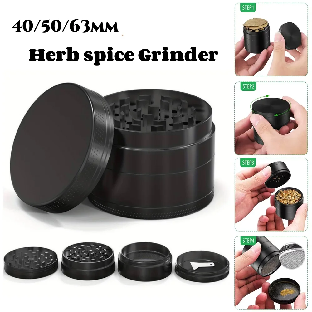 HAPPY 4 Layers Mini 40/50/63mm Pepper Pot Spice Crusher Zinc Alloy Dry Herb Smoke Cigarette Accessories Herbal Tobacco Grinder