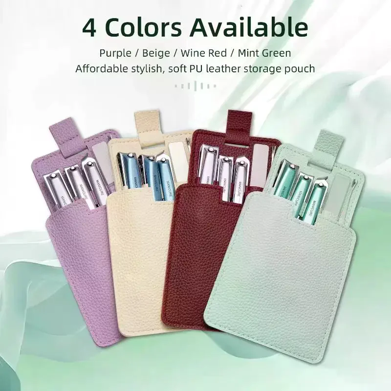 4/5 Pcs Carbon Steel Manicure Set With Sharp Durable Tools Portable PU Leather Case For Home Travel Daily Nail Grooming