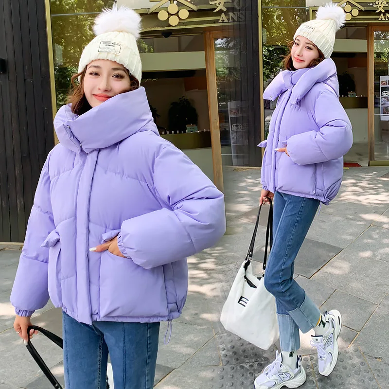 New down cotton jacket women\'s Korean loose fluffy bread suit short hooded thick coat