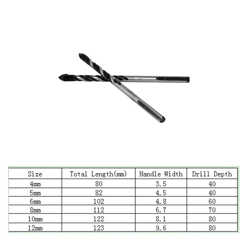 6mm/8mm/10mm/12mm Bits Spiralbohrer Dreieck Keramikfliesen Zement Wolframkarbid Zubehör Versorgung