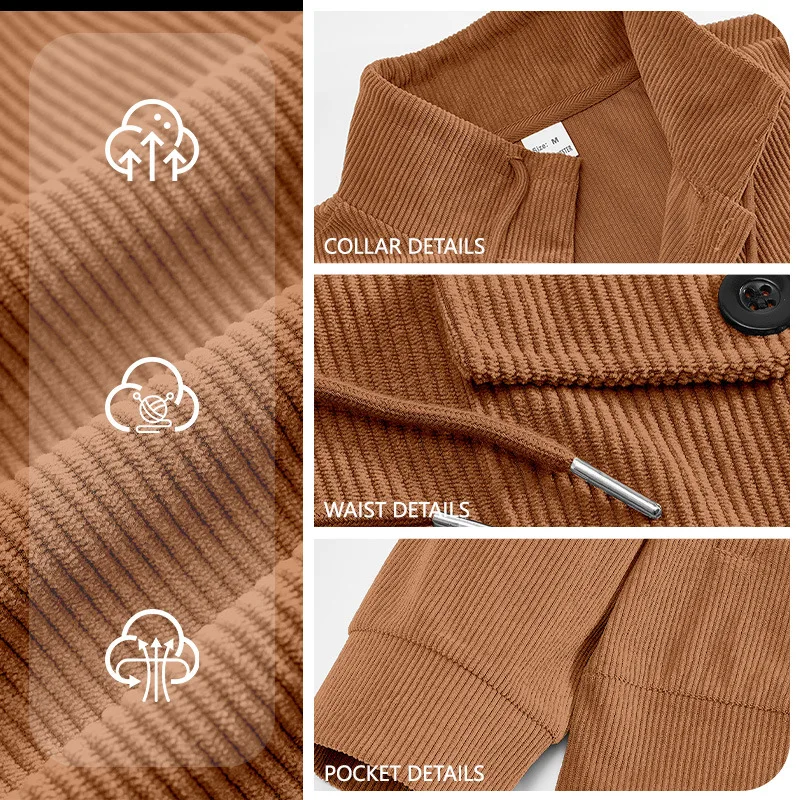 New Men's Sweater Autumn And Winter Corduroy Button Tooling Jacket Multi-pocket Jacket Loose