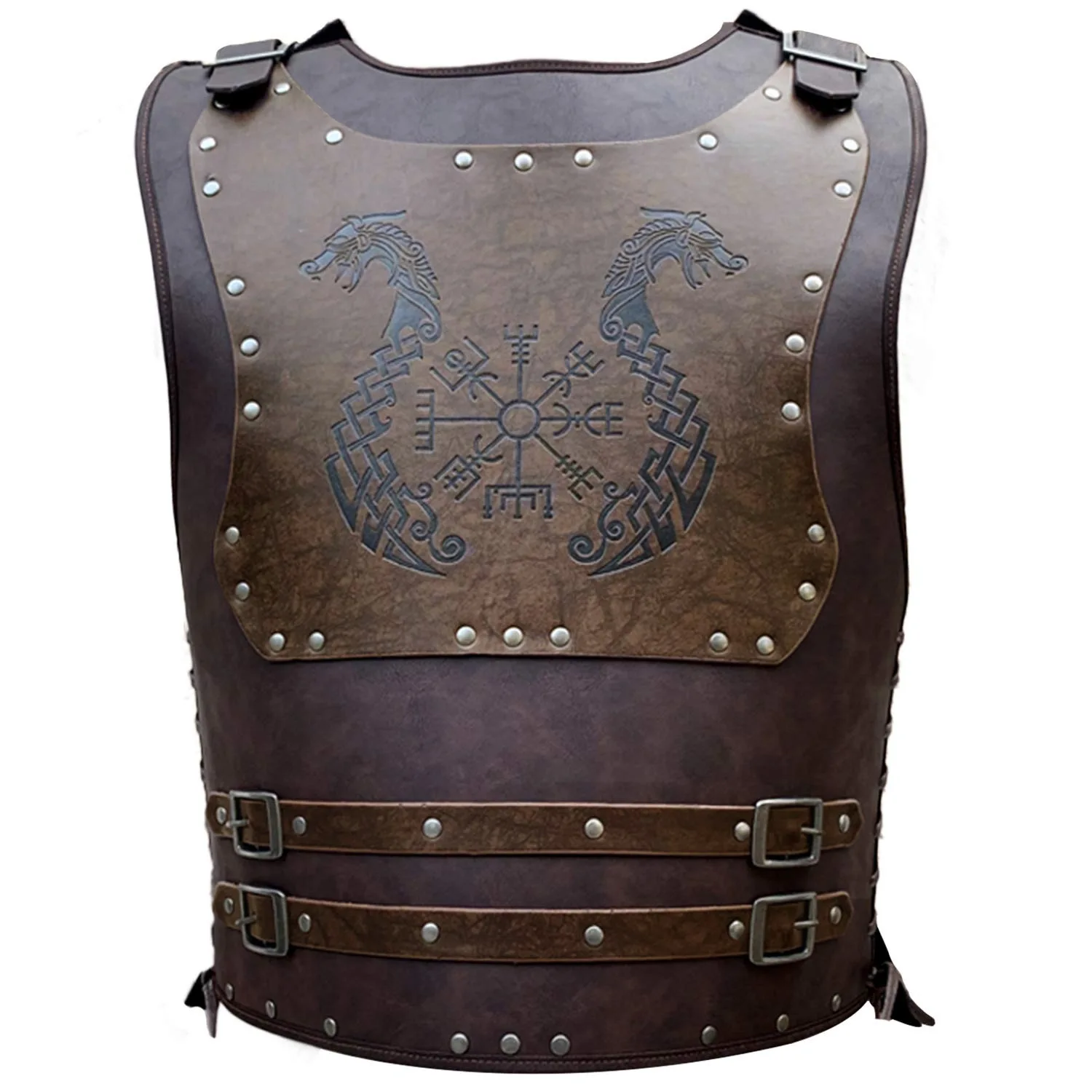 Hot Nordic Medieval Chest Armor Leather Warrior Armor COSPLAY Stage Props Viking Retro Knight Half Body Shoulder Armor For Men