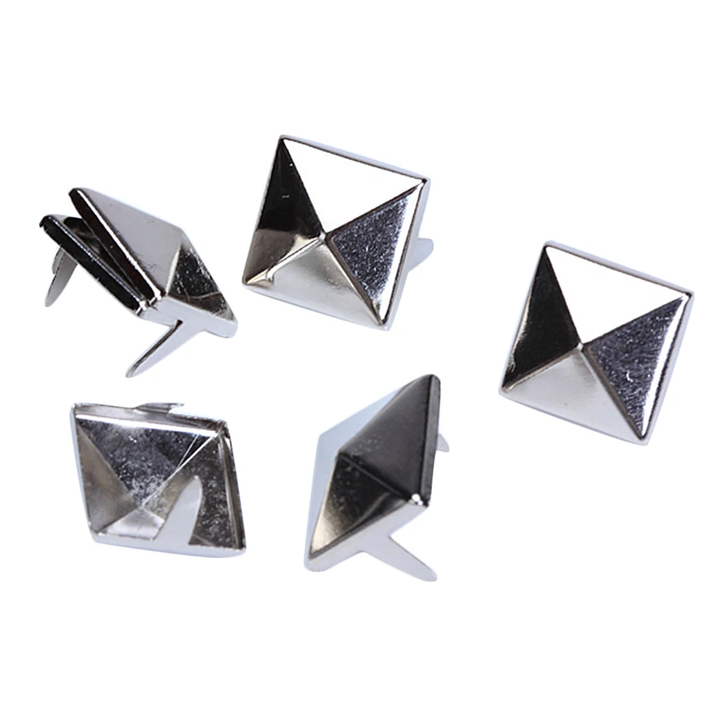 100pcs 12mm Square Pyramid Studs s Punk Rock Spike Studs Leathercraft silver