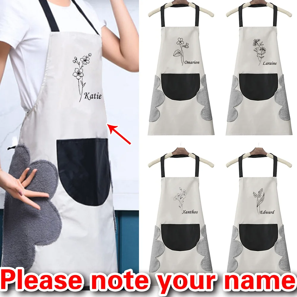 

Personalized Customized New Unisex Bib Apron Pocket Kitchen Apron Waterproof Waiter Apron Barbecue
