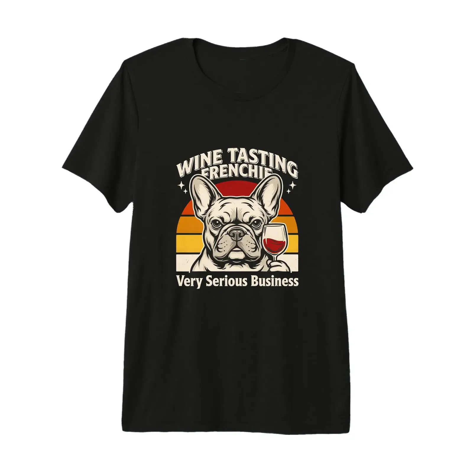 Wine Tasting Frenchie Very Serious Business Humor Premium T Shirt vintage Washed Unisex Versatile Soft Casual streetwear