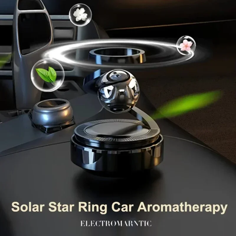Solar Car Aromatherapy Diffuser Rotating Perfume Levitation Floating Auto Lasting Fragrance Air Purifier Car Interior Decor