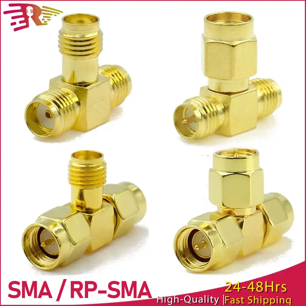 

1pcs SMA RPSMA to Dual Two RP-SMA Adapter 2 Male Female 3 Way RF Coaxial Connector Kit Triple RP SMA T Plug Splitter for Antenna