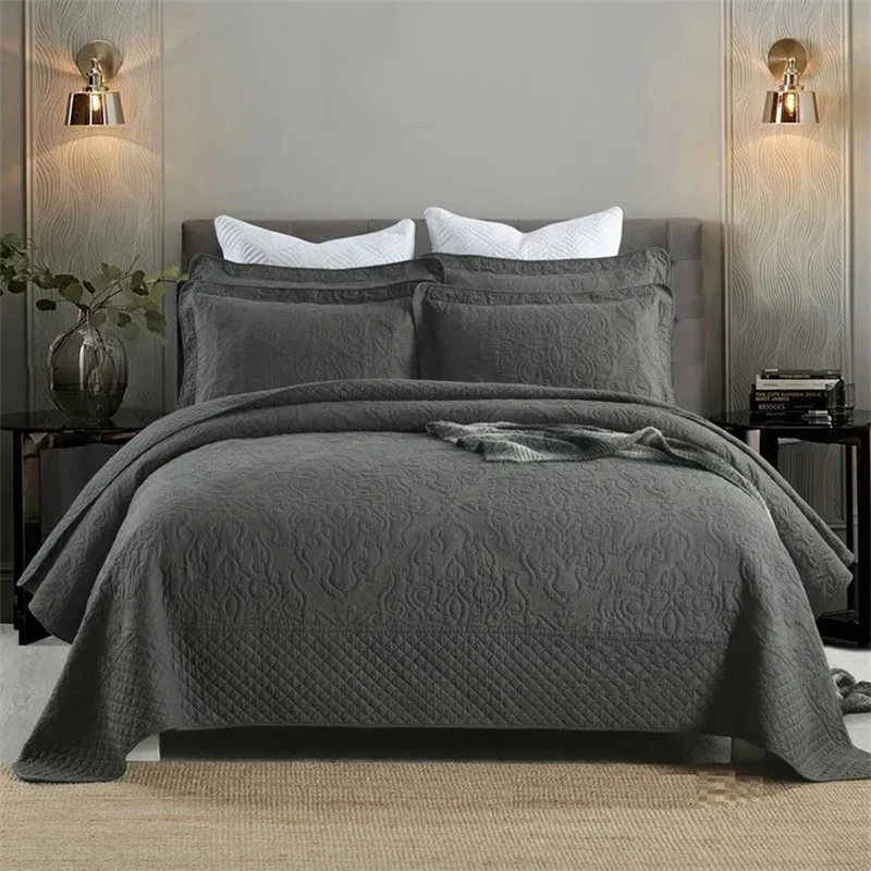 

3 Pieces Quilt Set Padded Bed Cover Queen King Size Bedspread on The Bed Linen Coverlet Quilted Blanket for Bedroom Comforter