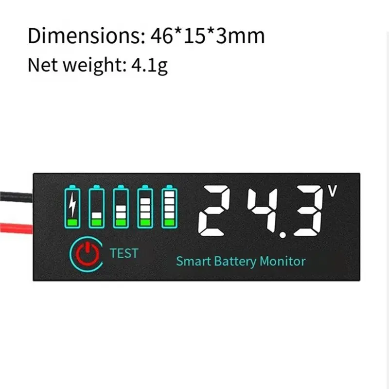 A37T Universal Battery Charge Indicator Panel DC 7-55V, LED Voltage Display for Acid/Lithium Batteries, Green LED Battery