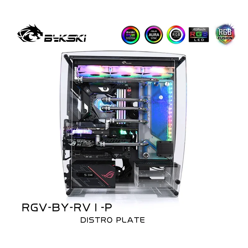 Bykski RGV-BY-RV1-P, Distro Plate For B-RV1-X Case,MOD PC Water Cooling Waterway Board Reservoir Kit For Computer CPU GPU Cooler