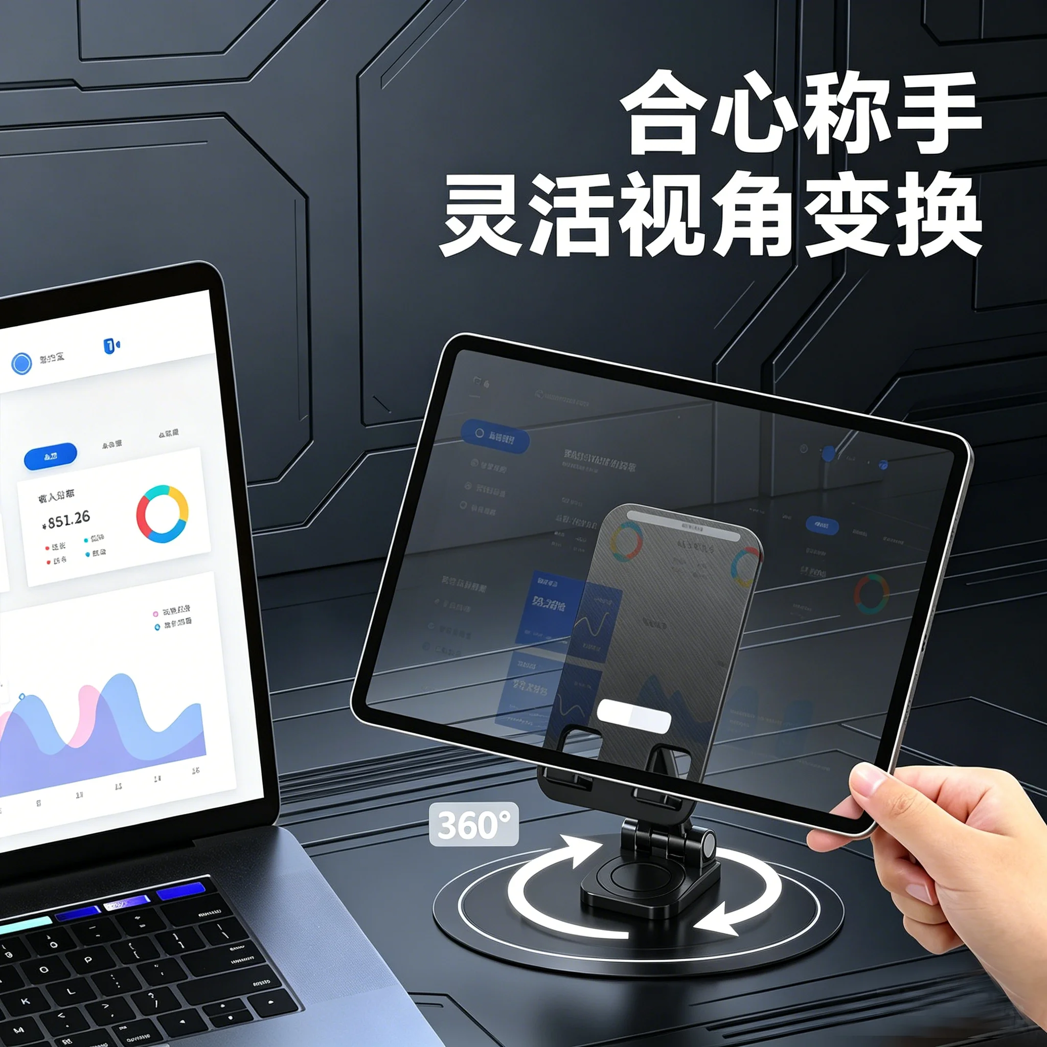 

360° Rotating Dual-Axis Phone Tablet Stand Stable Support Flexible Adjustment Lazy Office Watching Bracket