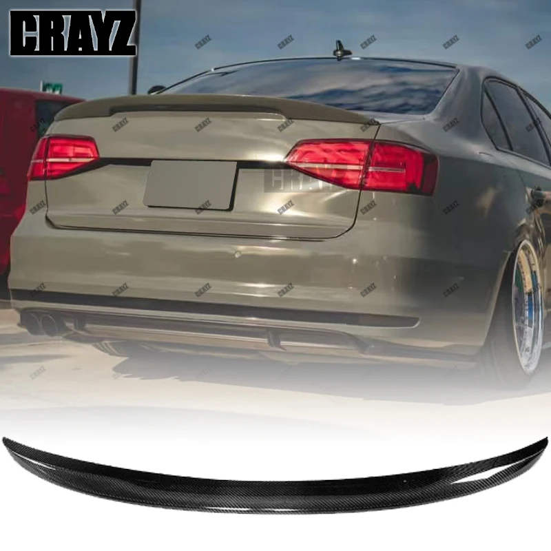 

For 2012 13 14 15 16 17 2018 Volkswagen Sagitar Jetta MK6 Black Real Carbon Fiber Trunk Lid Diffuser GT M4 Style Rear Spoiler