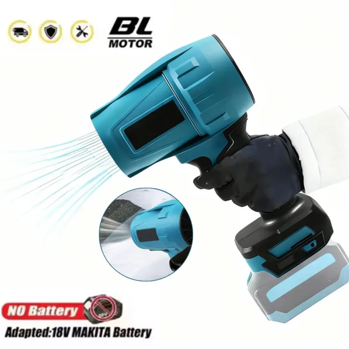 

Подходит для Makita, аккумуляторная воздуходувка 20 В, турбовентилятор, портативный жестокий вентилятор, высокоскоростная воздушная тряпка для очистки клавиатуры, волос автомобиля