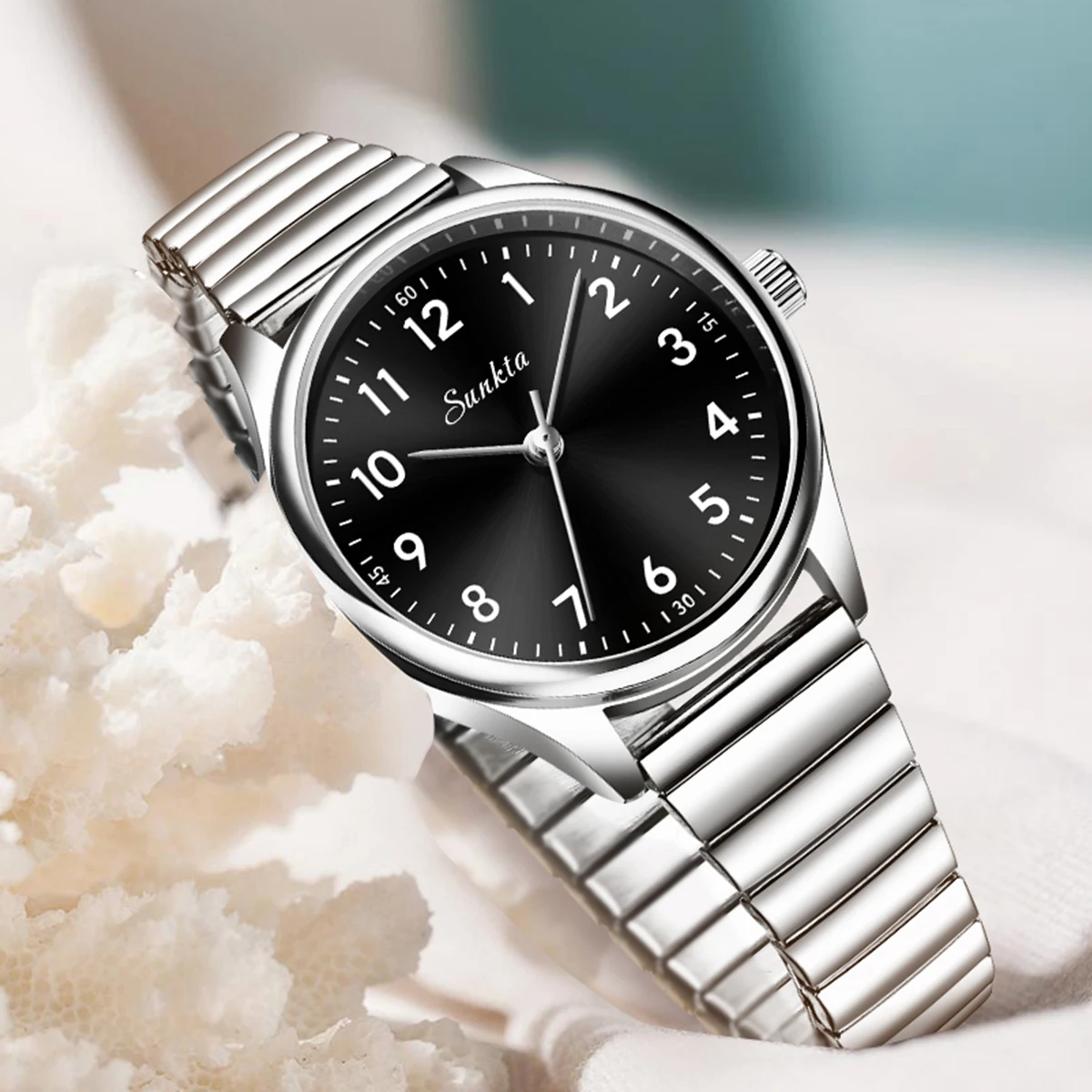 Sunkta Fashion Luxury Quartz Woman Watch StylishCasual Elegant Stainless Steel Simple Waterproof Women's Wristwatch Ladies Gifts