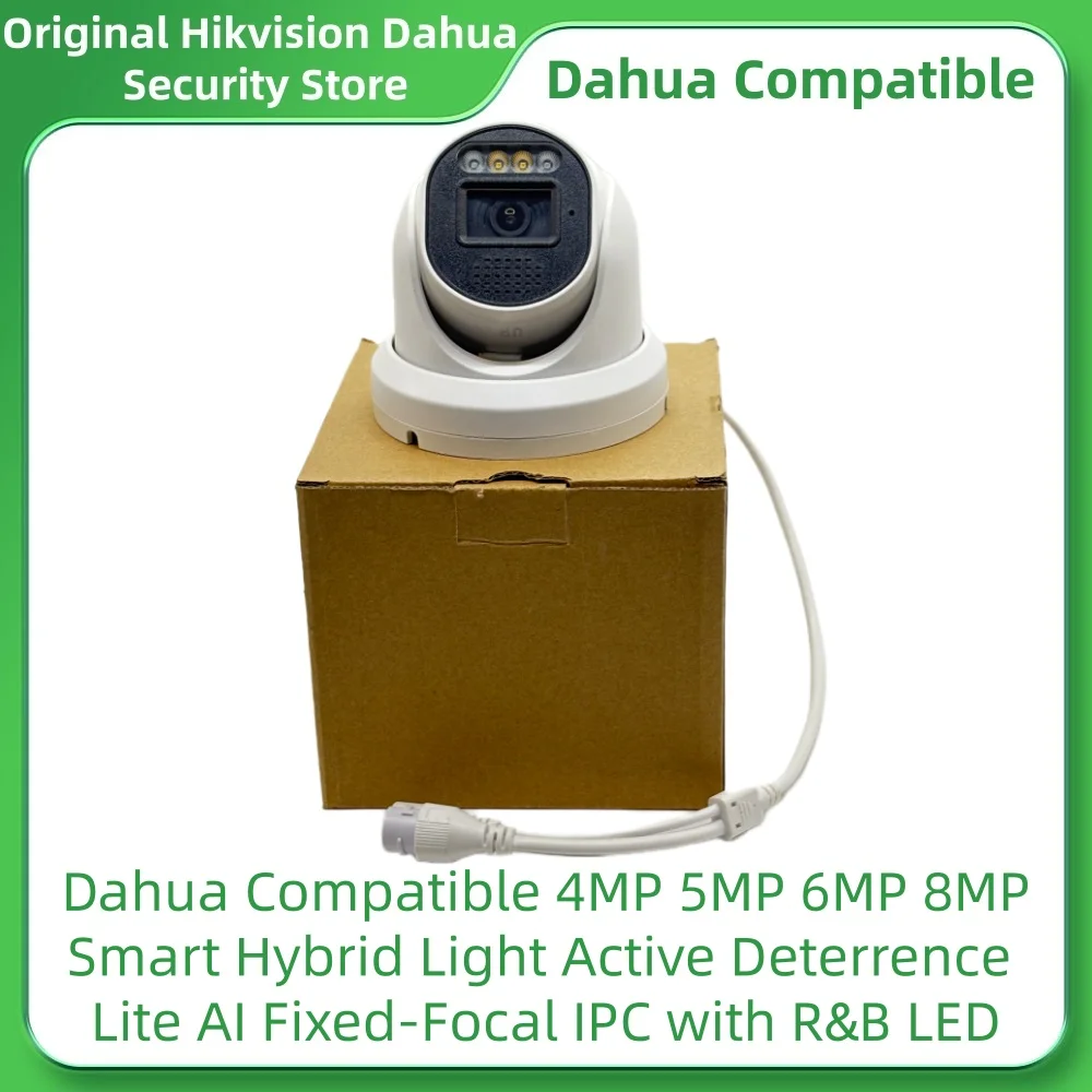 Dahua Compatible 4MP 5MP 6MP 8MPSmart Hybrid Light Active Deterrence Lite AI Fixed-Focal IP Camera with R&B LED Built-in Mic