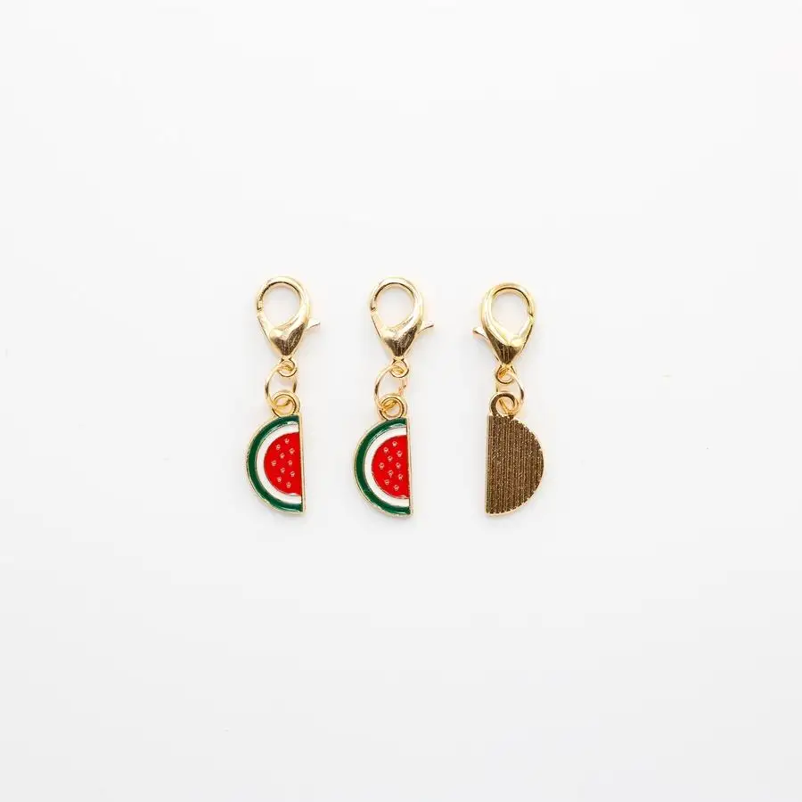 1/5/10/20/50/100pcs Fresh Sliced Watermelon Lobster Clasp Charms, Mini Half-Round Watermelon Shape. Alloy Oil Drop Craft Glaze S