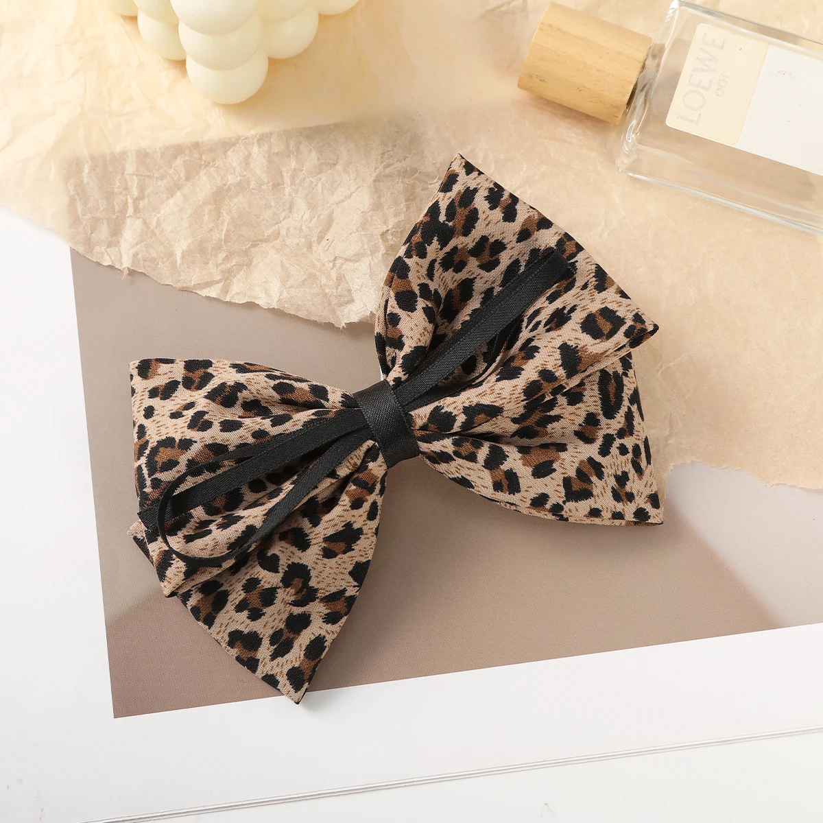 AWAYTR New Fashion Leopard Bow Hair Clip Big Bow Hairpin Spring Clip Barrettes Women Girls Hair Accessories Headwear