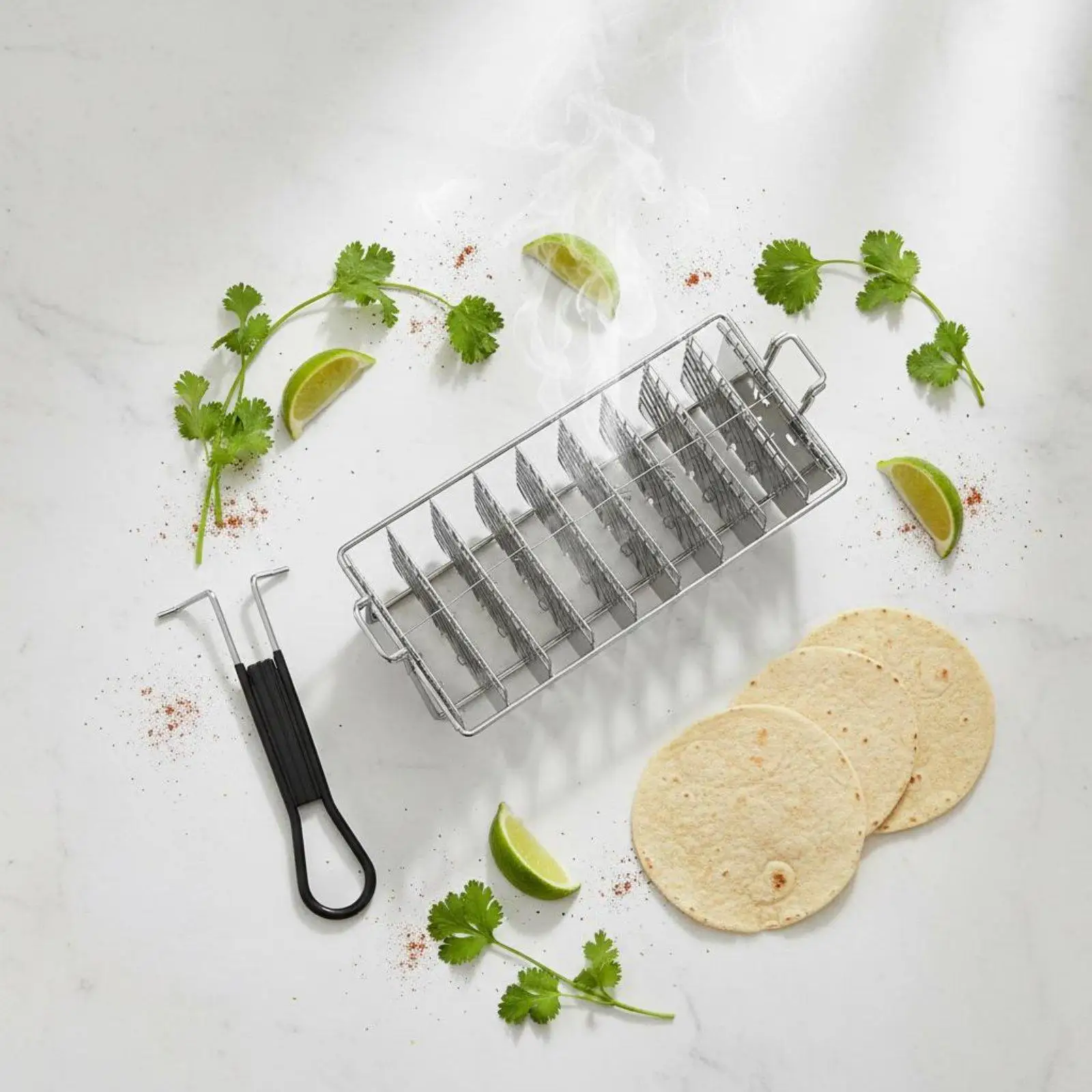 8 Slot Taco Shell Fryer Basket Stainless Steel Mold Rack for Crispy Mexican Food Making