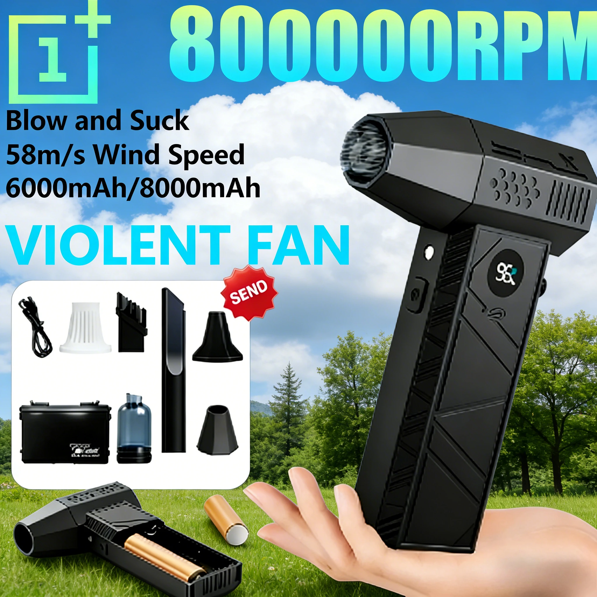 

C6/C6 Pro Brushless 2-in-1 Blower Vacuum | 800000RPM 65m/s Turbo Dust Cleaner with Type-C Charging