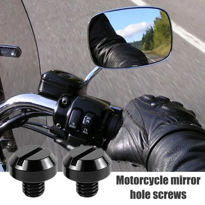 Motorcycle Mirror Bolts 2PCS Aluminum Alloy Motorcycle Rearview Plugs Motorcycle Screws For Commuting Travel Motorcycle