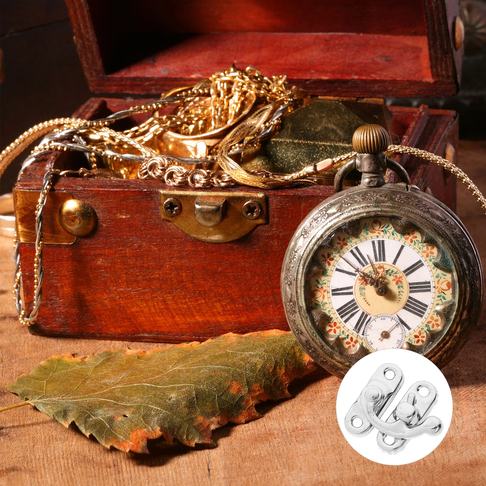 20 قطعة خزانة خمر الحديد غلق بمشبك هوك نمط صندوق خشبي المشبك مفصلات نحاسية للمجوهرات الصغيرة حقيبة خشبية الصدر اليسار #6