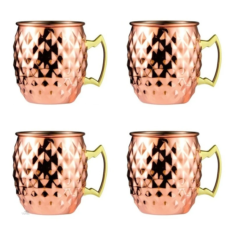 

4pcs 550ml 18 Ounces Hammered Copper Plated Moscow Mule Mug Beer Cup Coffee Cup Mug Copper Plated canecas mugs travel mug