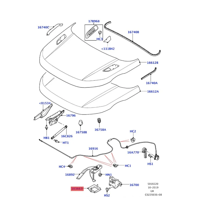 Superior-Hood Lock Holder Cover Guide Hook LR056535 For Range Rover Evoque Sport For Jaguar XF LR075617 LR027407 LR054326