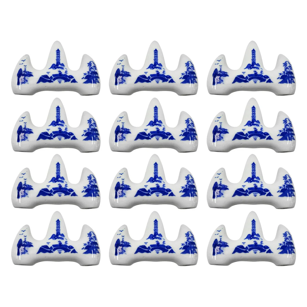 

12Pcs Chinese Calligraphy Pen Holder Ceramic Brush Rest Ink Brush Stand for Calligraphy Painting Tools Storage